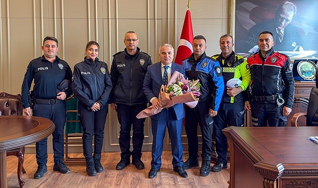 Anamur’da Polis Haftası’nda Emniyet Teşkilatından Kaymakam Duru’ya ziyaret